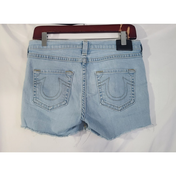 True Religion Frayed Hem Cora Crop Straight Mid Rise Cut Off Jean Shorts US 28 - Picture 6 of 8